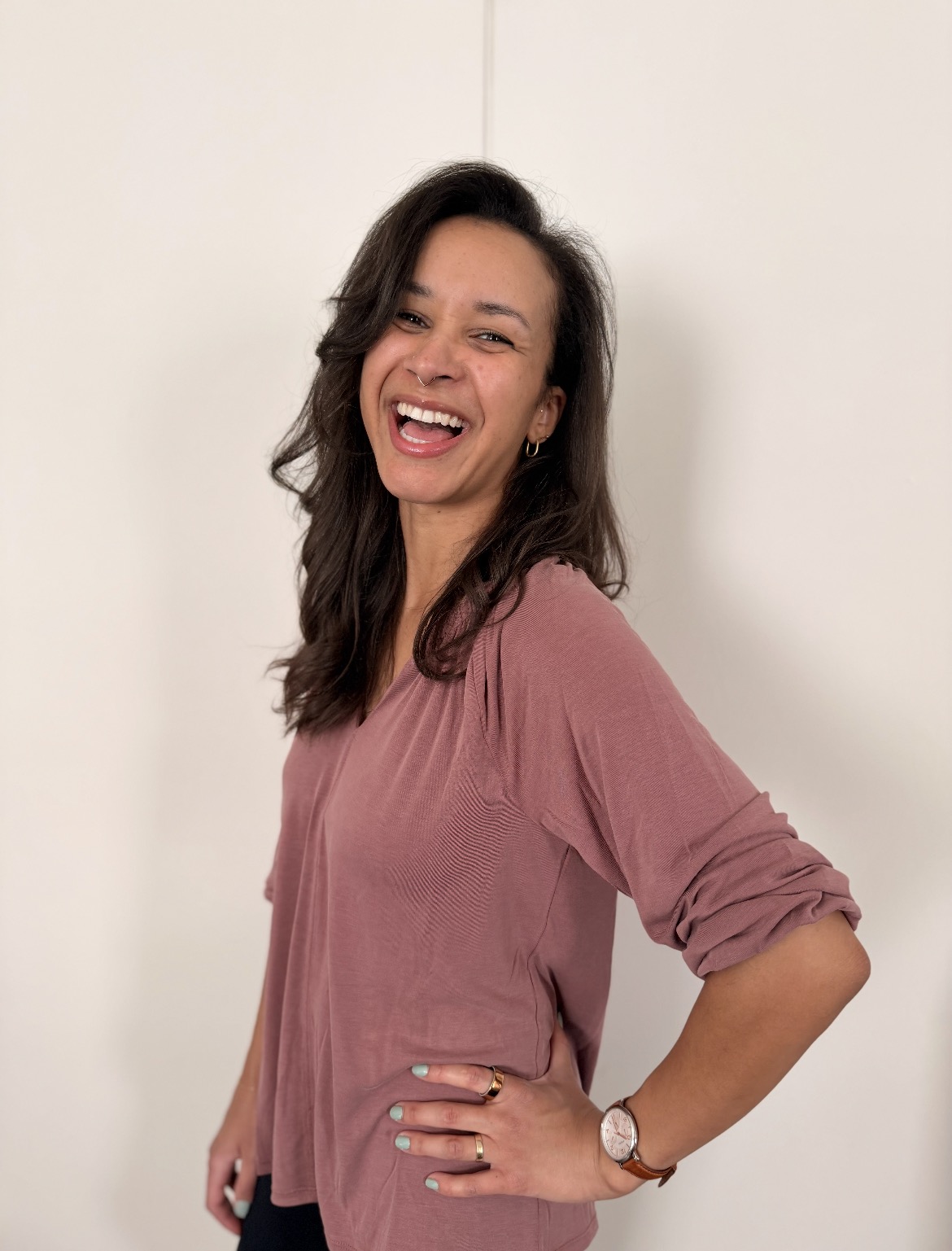 Steph laughing — communication coach